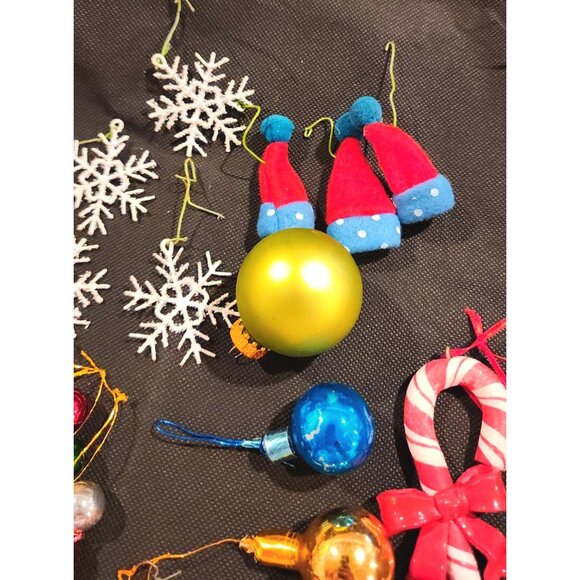 63 Vintage Mini Christmas Ornaments Set Mixed Glass - Picture 6 of 14